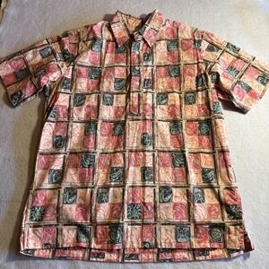 Reyn Spooner Hawaiian Traditonals‎ Mens M Cotton Aloha Shirt Tiki Print
